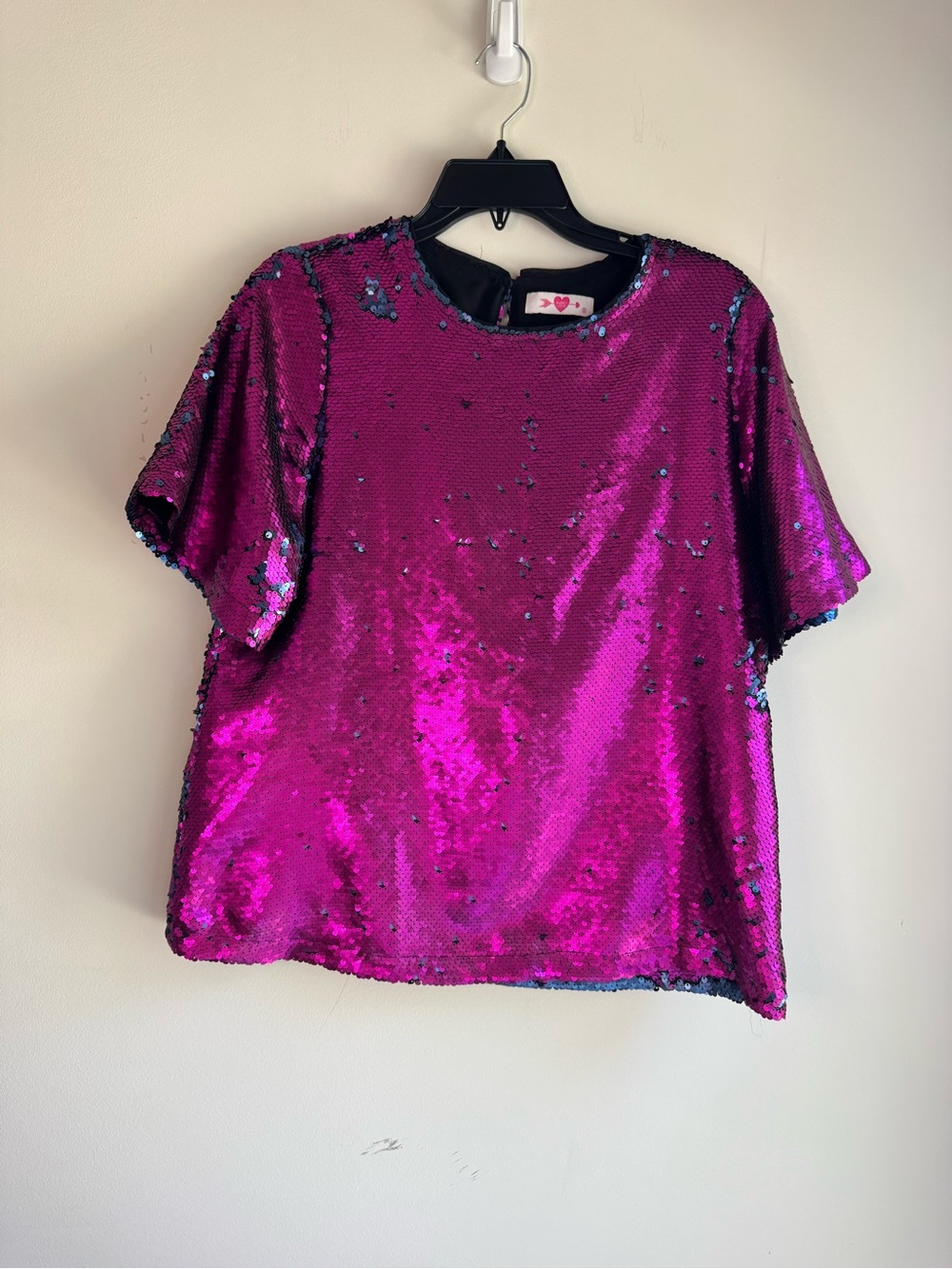 Buddy Love Magenta Reversible Sequin Short Sleeve Top